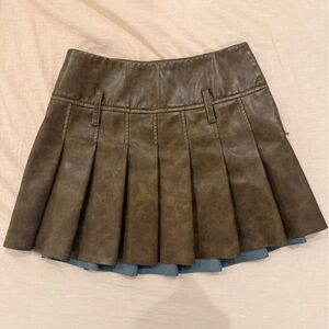 Bershka Brown Mini Skater Skirt with Pleats